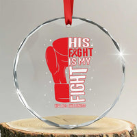 His Fight Is My Fight Crystal Glass Ornament Red Ribbon HIV Awareness Boxing Gift TS12