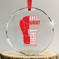 His Fight My Fight Crystal Glass Ornament Red Ribbon HIV Awareness Boxing Gift TS12