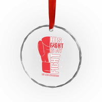 His Fight Is My Fight Crystal Glass Ornament Red Ribbon HIV Awareness Boxing Gift TS12
