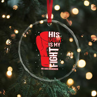 His Fight Is My Fight Crystal Glass Ornament Red Ribbon HIV Awareness Boxing Gift TS12