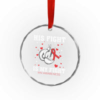 His Fight Is My Fight HIV Warrior Crystal Glass Ornament Red Ribbon Boxing Gift TS12