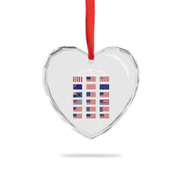 Historic Flags of The United States of America Heart Crystal Glass Ornament US History 4th of July