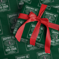 Historic Mother Road Highway 66 Wrapping Paper Roll Centennial 1926-2026 Classic Gas Pump Filigree Graphic