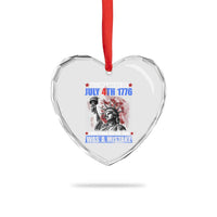 History Began July 4th 1776 Heart Crystal Glass Ornament Bold Patriotic Statement Statue of Liberty - Wonder Print Shop