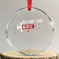 HIV AIDS Care Nurse Crystal Glass Ornament Red Ribbon Support Gift TS12