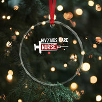 HIV AIDS Care Nurse Crystal Glass Ornament Red Ribbon Support Gift TS12