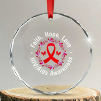HIV Awareness Empowerment Gift Crystal Glass Ornament Faith Hope Love TS12