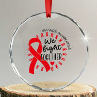 HIV Awareness Red Ribbon Support Gift Crystal Glass Ornament We Fight Together TS12