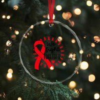 HIV Awareness Red Ribbon Support Gift Crystal Glass Ornament We Fight Together TS12