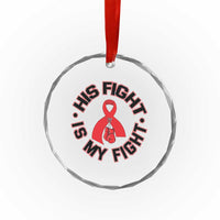 HIV Warrior His Fight Is My Fight Crystal Glass Ornament Red Ribbon Boxing Gift - Wonder Print Shop