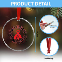 HIV Warrior His Fight Is My Fight Crystal Glass Ornament Red Ribbon Boxing Gift TS12