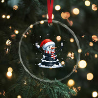 Hockey Puck Snowman Crystal Glass Ornament Funny Holiday Christmas Gift - Wonder Print Shop