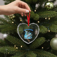 Hockeysaurus Heart Crystal Glass Ornament Funny Dinosaur Playing Ice Hockey Gift - Wonder Print Shop