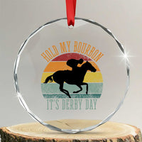 Hold My Bourbon It’s Derby Day Vintage Sunset Crystal Glass Ornament Funny Horse Racing Enthusiast Retro Graphic