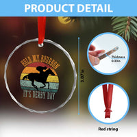 Hold My Bourbon It’s Derby Day Vintage Sunset Crystal Glass Ornament Funny Horse Racing Enthusiast Retro Graphic