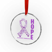 Hope Alzheimer's Awareness Purple Butterfly Ribbon Support Crystal Glass Ornament