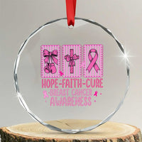 Hope Faith Cure Breast Cancer Awareness Crystal Glass Ornament Pink Ribbon Survivor Support Gift