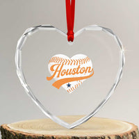 Houston Clutch City Heart Crystal Glass Ornament Baseball Heart Varsity Script Vintage Sports Fans