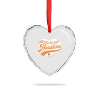 Houston Clutch City Heart Crystal Glass Ornament Baseball Heart Varsity Script Vintage Sports Fans