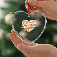 Houston Clutch City Heart Crystal Glass Ornament Baseball Heart Varsity Script Vintage Sports Fans