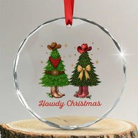 Howdy Christmas Crystal Glass Ornament Cowboy Western Country Xmas TS14