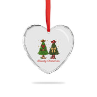 Howdy Christmas Heart Crystal Glass Ornament Cowboy Western Country Xmas - Wonder Print Shop