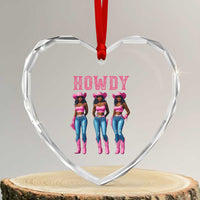 Howdy Melanin Cowgirl Heart Crystal Glass Ornament Howdy Melanin Black Women Western Rodeo Black Cowgirls - Wonder Print Shop