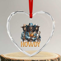 Howdy Melanin Cowgirl Heart Crystal Glass Ornament Retro Western Rodeo African American Women Black History - Wonder Print Shop