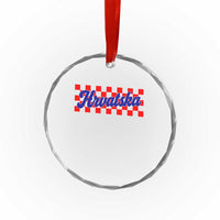 Hrvatska Crystal Glass Ornament Checkered Retro Croatia Zagreb Croatian