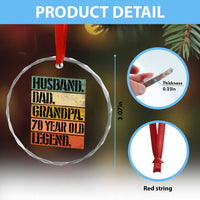 Husband Dad Grandpa 70 Year Old Legend Crystal Glass Ornament Funny 70th Birthday Fathers Day