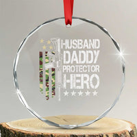Husband Daddy Protector Hero Crystal Glass Ornament Dad Guns Fathers Day Camo American Flag TS10