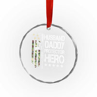 Husband Daddy Protector Hero Crystal Glass Ornament Dad Guns Fathers Day Camo American Flag - Wonder Print Shop