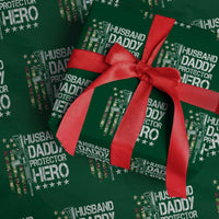Husband Daddy Protector Hero Wrapping Paper Roll Dad Guns Fathers Day Camo American Flag - Wonder Print Shop