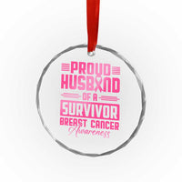 Husband Of A Warrior Breast Cancer Awareness Crystal Glass Ornament Wife Support Squad - Wonder Print Shop