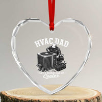 HVAC Dad Heart Crystal Glass Ornament Funny Technician Fathers Day Graphic