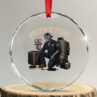 HVAC Tech Skeleton Mechanic Crystal Glass Ornament Master Of Flows Vintage Distressed Graphic