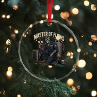 HVAC Tech Skeleton Mechanic Crystal Glass Ornament Master Of Flows Vintage Distressed Graphic