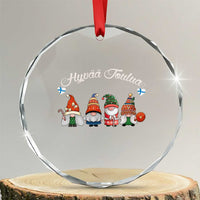 Hyvaa Joulua Crystal Glass Ornament Finland Christmas Gnome Korsnäs Sweater TS11