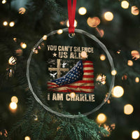 I Am Charlie Kirk Crystal Glass Ornament You Cant Silence Us All Vintage American Flag TS11