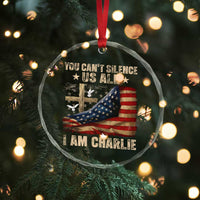 I Am Charlie Kirk Crystal Glass Ornament You Cant Silence Us All Vintage American Flag TS11