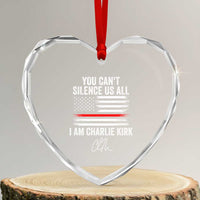 I Am Charlie Kirk Heart Crystal Glass Ornament You Can’t Silence Us All Patriotic American Flag - Wonder Print Shop