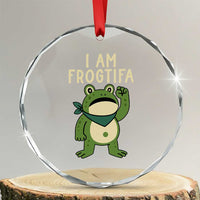 I Am Frogtifa Crystal Glass Ornament Frog Resist Antifascist with Raised Fist Bandana TS02