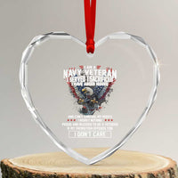 I Am Navy Veteran Heart Crystal Glass Ornament I Served I Sacrificed I have Anger Issues Bald Eagle USA Flag - Wonder Print Shop