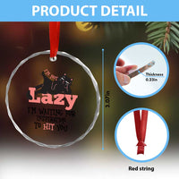 I Am Not Lazy I Am Waiting For Inspiration To Hit You Crystal Glass Ornament Black Lazy Cat TS12