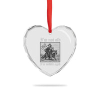 I Am Not Old I Am Middle Aged Heart Crystal Glass Ornament Medieval Knight Riding Raccoon Funny Ren Faire