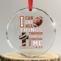 I Can Do All Things Through Christ Crystal Glass Ornament Christian Football Athlete Gift TS12
