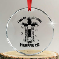 I Can Do All Things Through Christ Crystal Glass Ornament Christian Soccer Faith