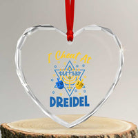 I Cheat At Dreidel Heart Crystal Glass Ornament Funny Hanukkah Jewish Gift - Wonder Print Shop