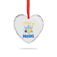 I Cheat At Dreidel Heart Crystal Glass Ornament Funny Hanukkah Jewish Gift - Wonder Print Shop