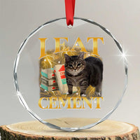 I Eat Cement Cat Meme Crystal Glass Ornament Funny Internet Memes Bootleg Cursed Cat Lovers - Wonder Print Shop